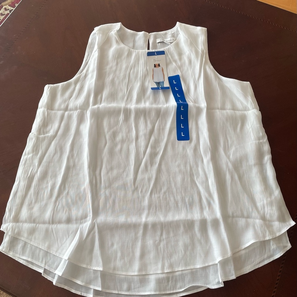NWT! Christina B Classic Bright White Sleeveless Top, Sz L